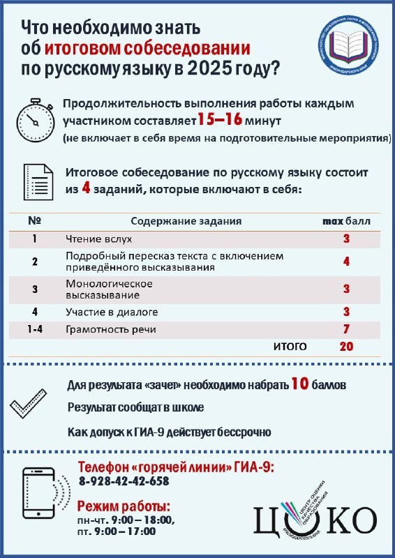 Памятка. Итоговое собеседование 2025 Памятка. Итоговое собеседование 2025