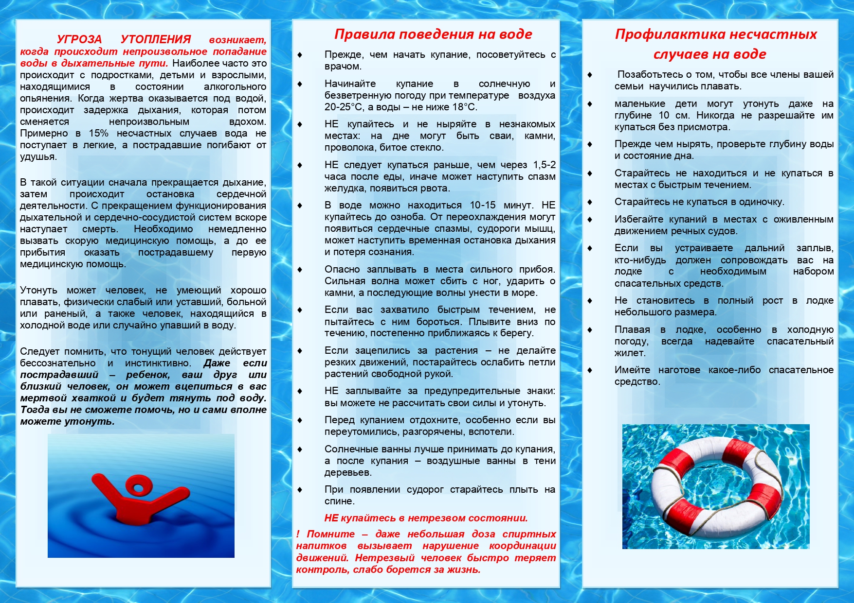 Памятка. Будте осторожны на воде