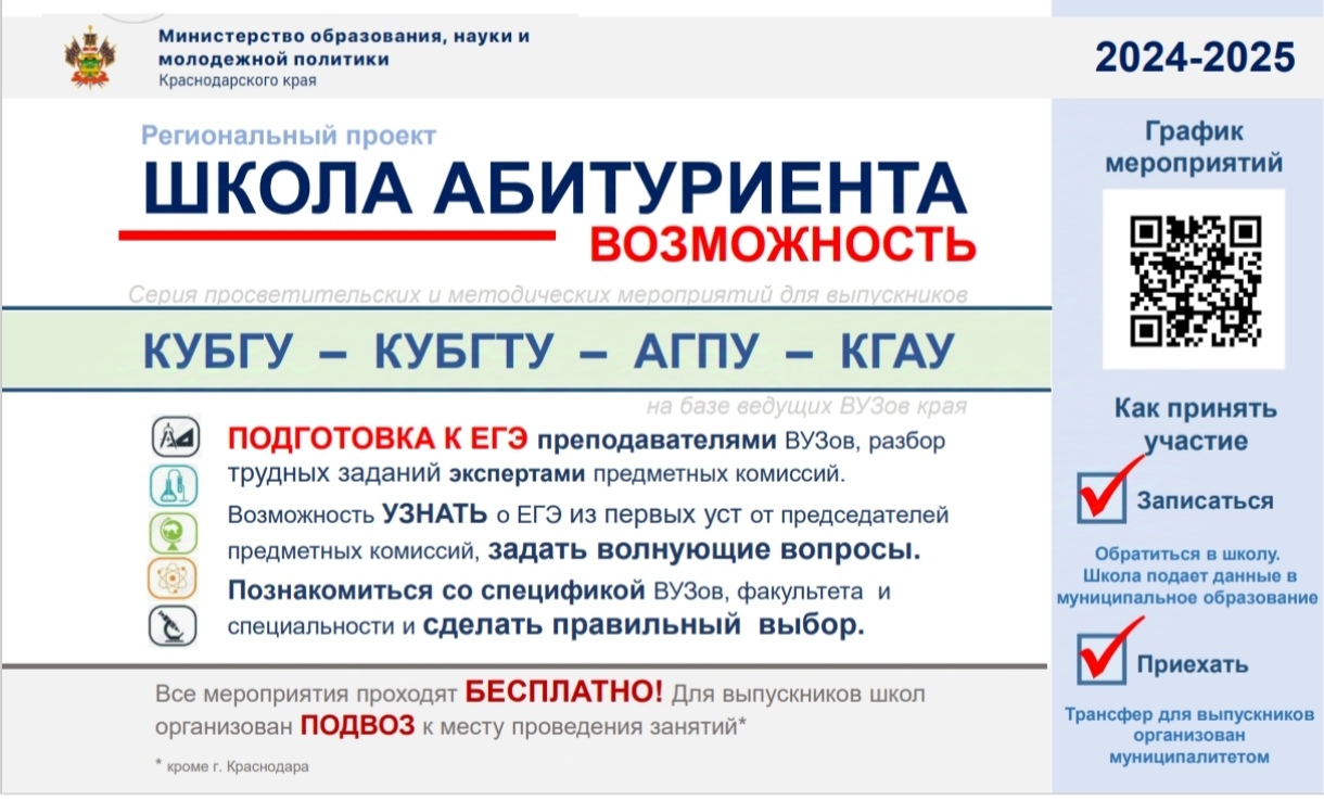 Региональный проет. Школа абитуриента